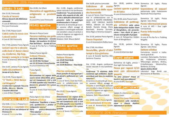 10 luglio - SPORTIAMO  IL PROGRAMMA